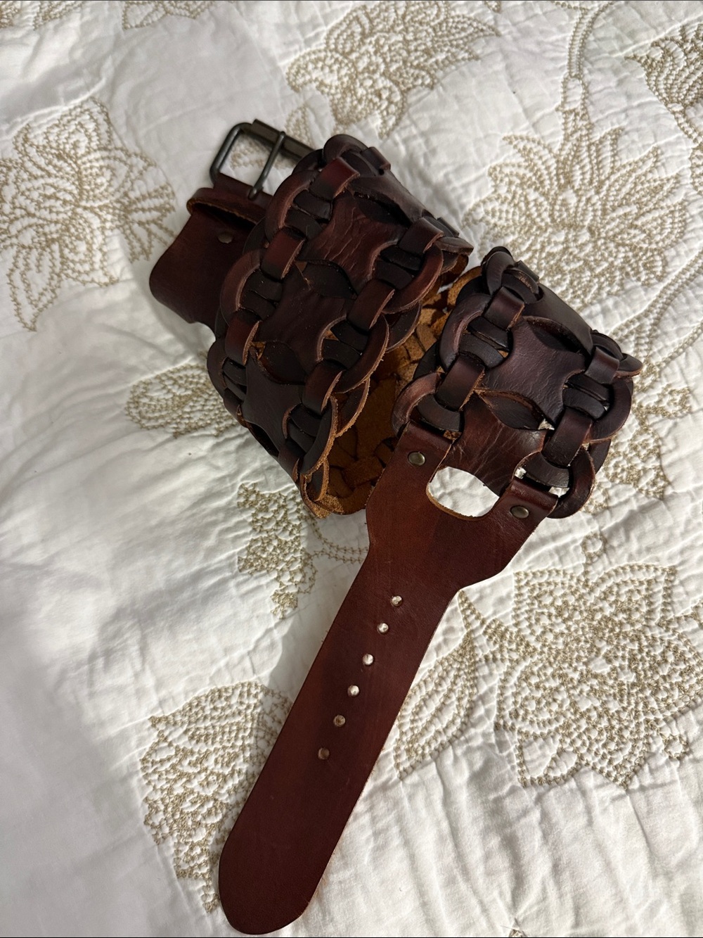 Bohemian Brown Woven Leather women’s belt 32-34